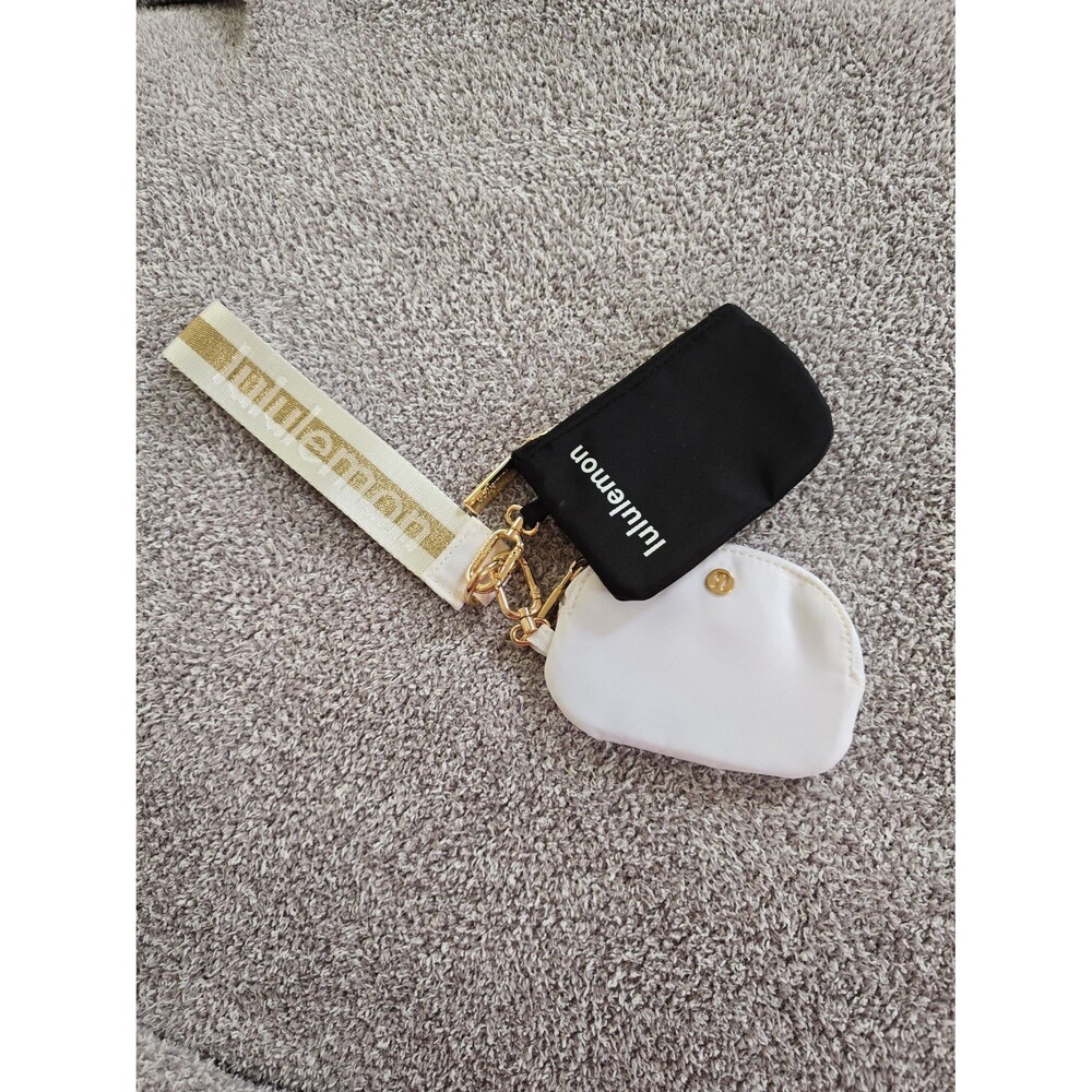 Lululemon Dual Pouch Wristlet- Black, White & Gold